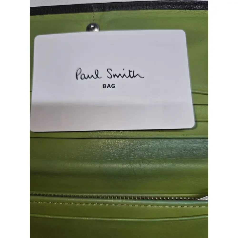 Paul Smith Long Wallet With Box, Black With Green Interior